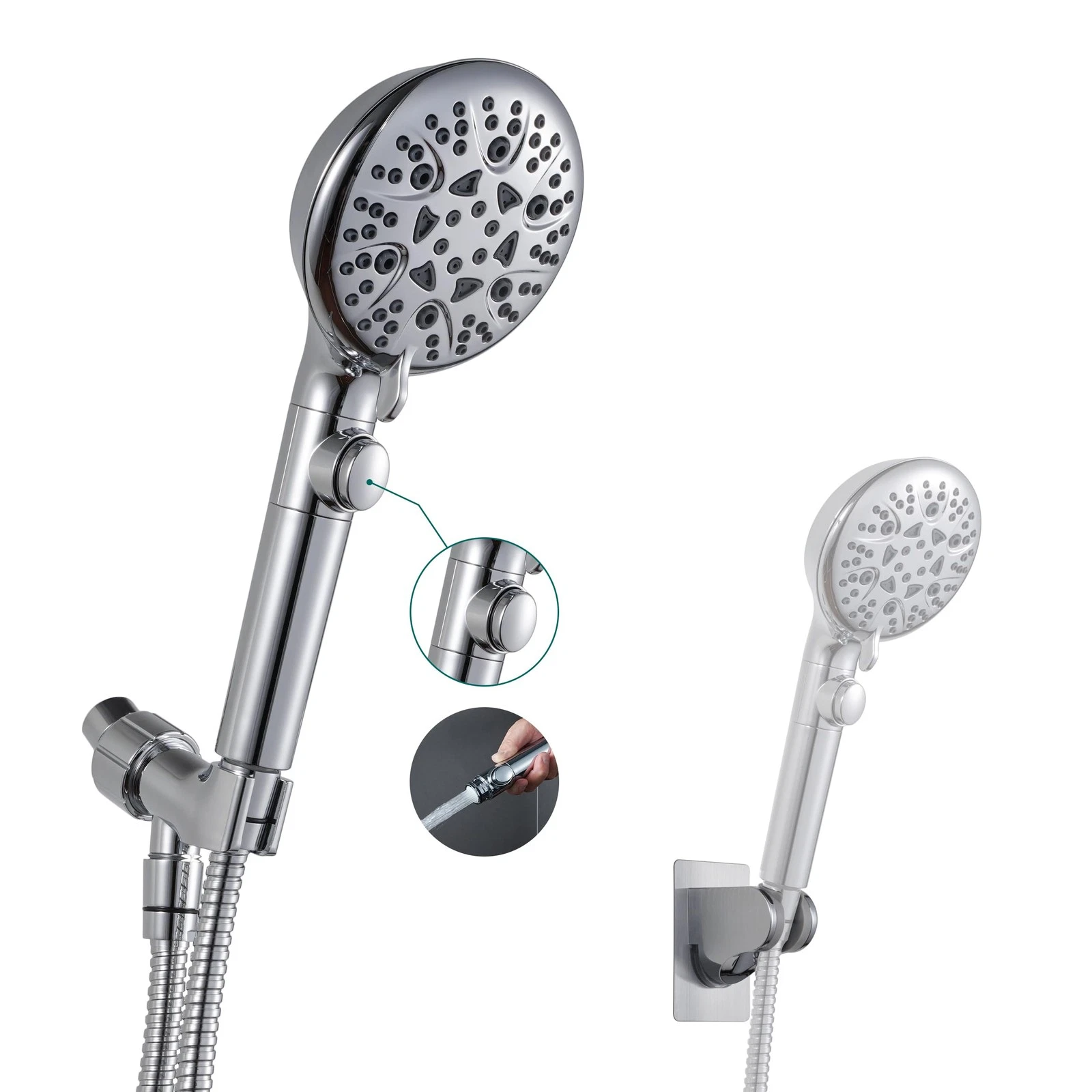 Handheld Shower Head with On Off Switch 8-Mode High Pressure Showerhead with ...