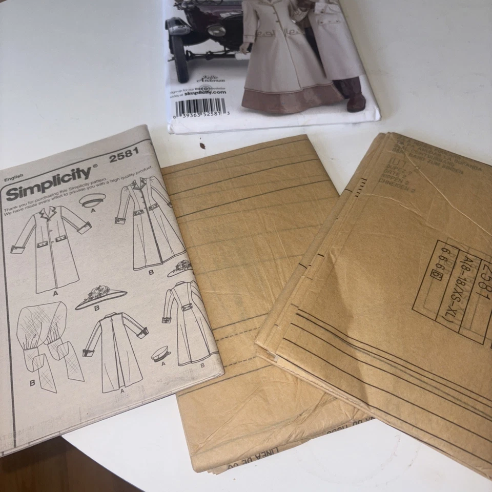 Simplicity Pattern #2581 Men and Misses's 1910s Coats and HatsNEW, Uncut Size A - Image 3 of 3