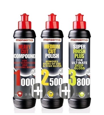 Menzerna Polishing Set For Scratch Removal - 3 Steps - 1000, 2500, 3800 - New