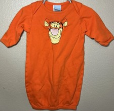 Y2K Disney Baby Embroidered Tigger Gown Sleeper 3-6M Orange Winnie The Pooh