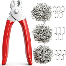 300 pcs Hog Rings with Straight Ring Pliers Kit 3/4" 1/2" 3/8 Red 