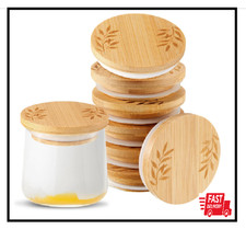 Yogurt Jar Lids Set Bamboo Jar Lids Wooden Lids Compatible with Oui Yogurt Jars