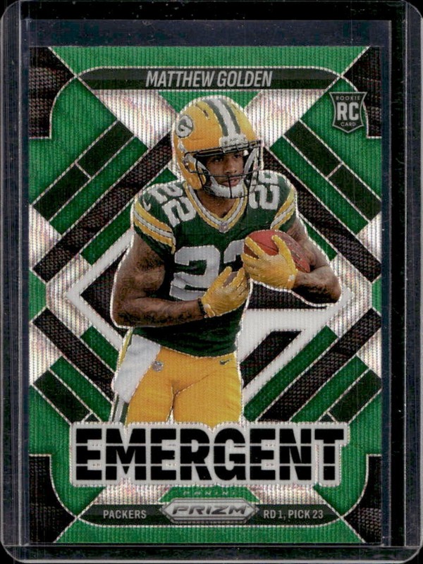 2025 Panini Prizm Matthew Golden Emergent RC Green Wave Rookie #15 Packers