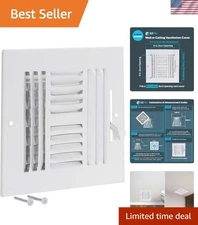 Stylish 8" x 8" Air Vent Register - Solid Steel, Quiet Adjustable Dampers