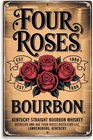 Four Roses Bourbon Whiskey Vintage Tin Metal Signs Home Décor， Kentucky Straight