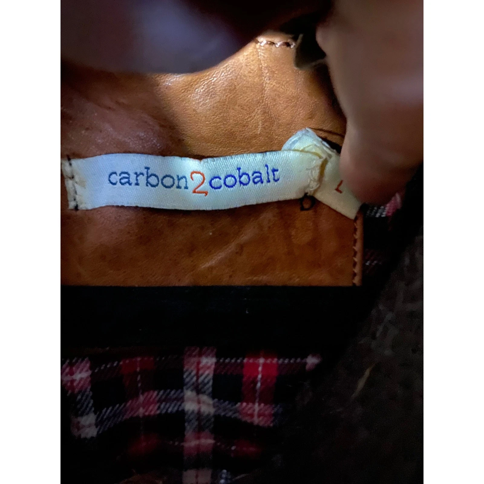 Carbon2Cobalt Men's Large Leather Bomber Jacket Brown Double Zip Up Mock - product detail image 7