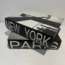Set of 2 Large Storage Fake Books, New York, Paris 14" x 10.5" x 7.25"