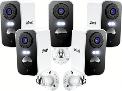 ieGeek 5-Pack Security Camera System with Siren & Spotlight Wireless Outdoor, 2K