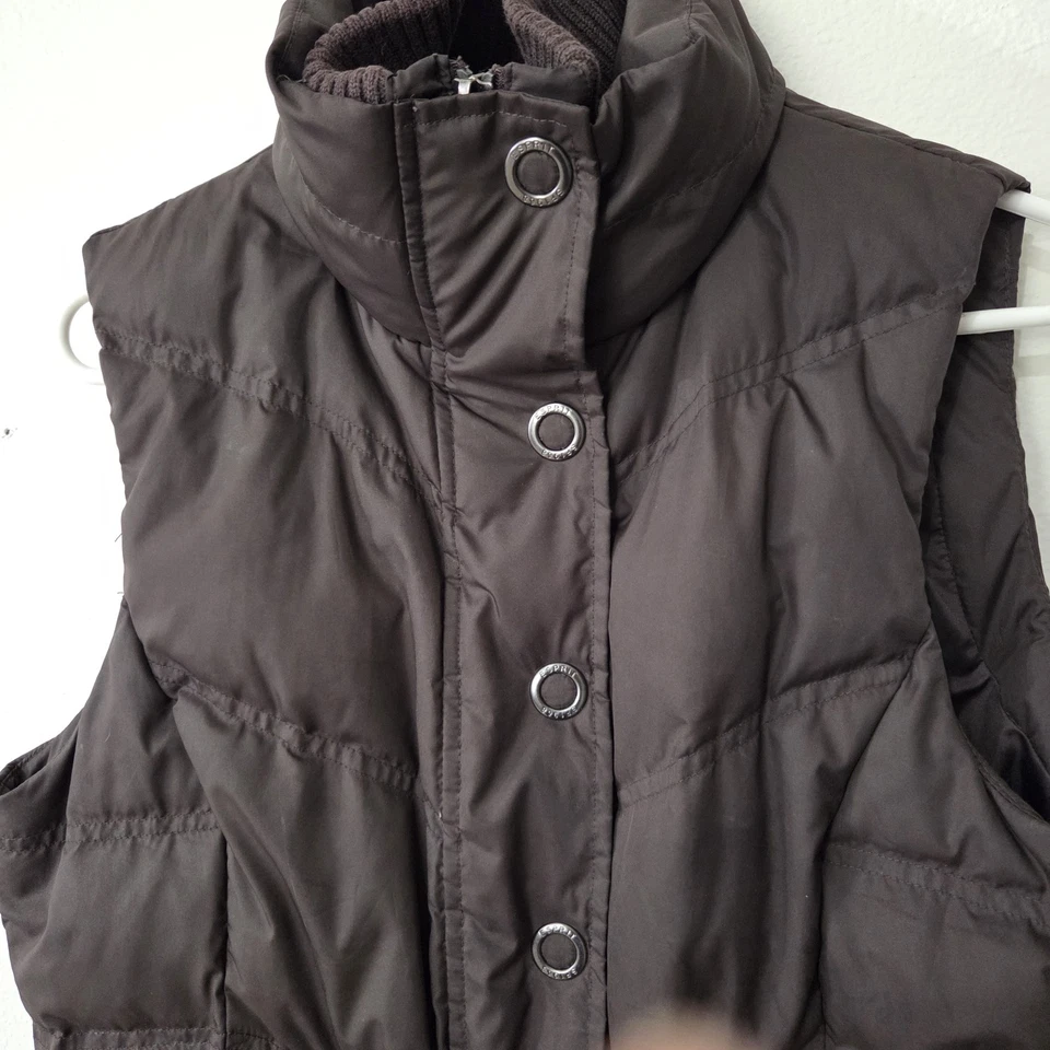 Esprit Mujer Marrón Plumón Acolchado Chaleco Abombado Cremallera Frontal y Cierre a Presión L Foto 4 de 4