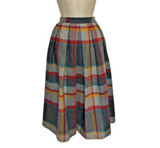Vintage Country Suburbans Pleated Wool Plaid Skirt Womens Size 8 Made USA