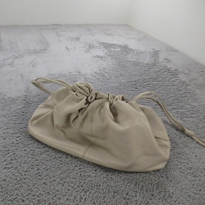 Topshop Bucket Drawstring Bag Womens Medium Beige Faux Leather Shoulder Purse