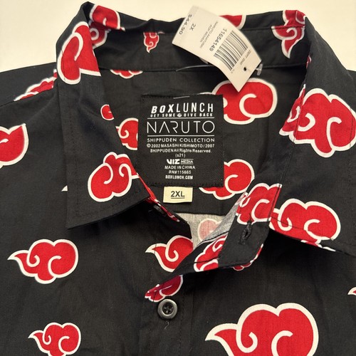 Box Lunch Naruto Uchiha All Over Print Button Up Shirt Size 2XL Black Red Cloud - Picture 3 of 10