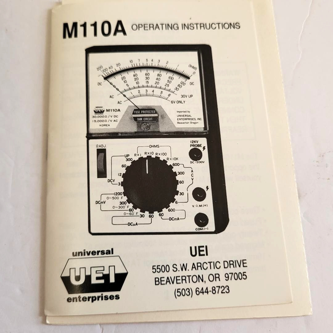 UEI M110A Analog Elect Multimeter Complete W/ Case/Box/Leads Tested &Working