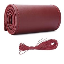Leather Steering Wheel Cover, DIY Sewing with Needle  Thread, Glossy Burgundy