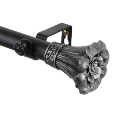 Rod Desyne Blossom Window Curtain Rod Set 48 to 84-inch Black