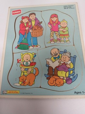 Vintage 1992 Playskool Our Family Wooden Puzzle 180-04 Ages 1-3 Ships Free