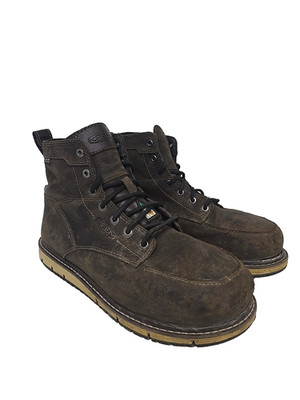 KEEN MENS SAN JOSE 6'' WP ALUMINUM TOE Work Boots CASCADE BROWN/BLACK Size 8.5D