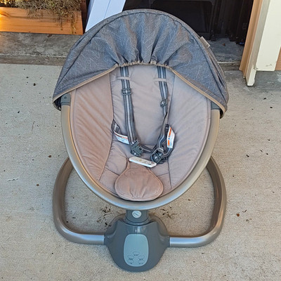 Ingenuity Infant Baby Swing with Canopy, Timer & Music - Gray and Beige