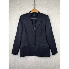 Lafayette 148 New York Women Gray Virgin Wool Blend 2 Button Blazer Jacket 14