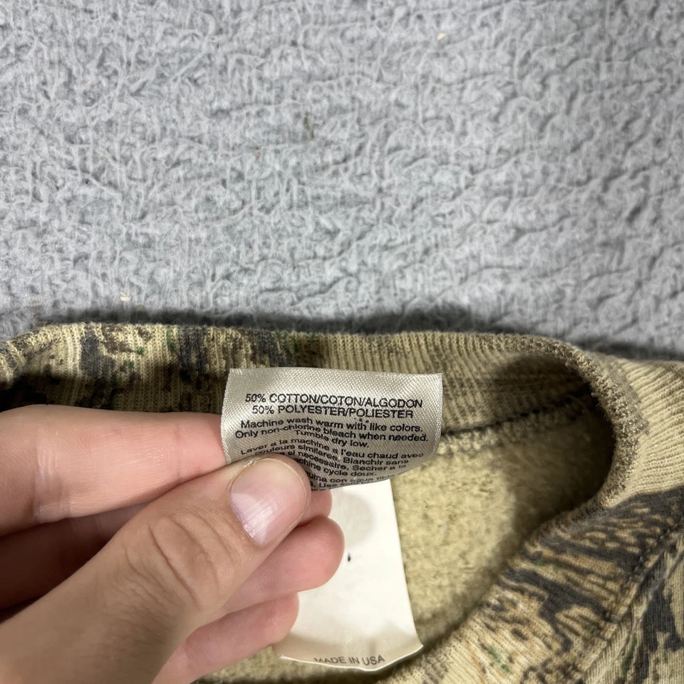 复古 Jerzees 户外迷彩运动衫男式 L 码 Realtree 狩猎圆领毛衣 — 第 4/4 张图片