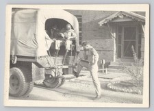 1940s US Army Soldiers Men Loading Truck Military WWII Era Vintage Photo