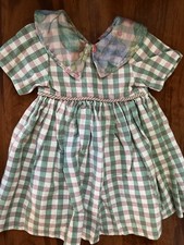 Vintage 80s/Early 90s Cotton Green  Pink Plaid Dress Child 2T-4T USA Made EUC