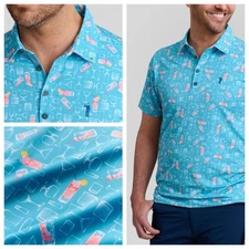 William Murray Golf Polo Shirt Men’s M Medium Azalea Cocktail Drinks Light Blue