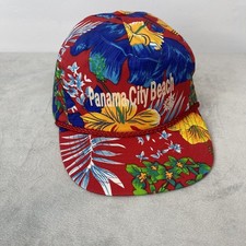 Vintage 90s Streetwear Panama City Beach Spell Out Rope Floral Hawaiian Hat