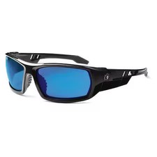 Ergodyne Odin Odin, Safety Glasses, Uncoated, Blue Mirror Lens, Black Frame,