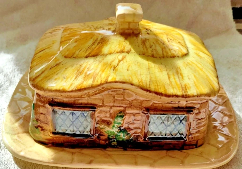 Vintage English Cottage Ware Butter Dish SylvaC Style Staffordshire