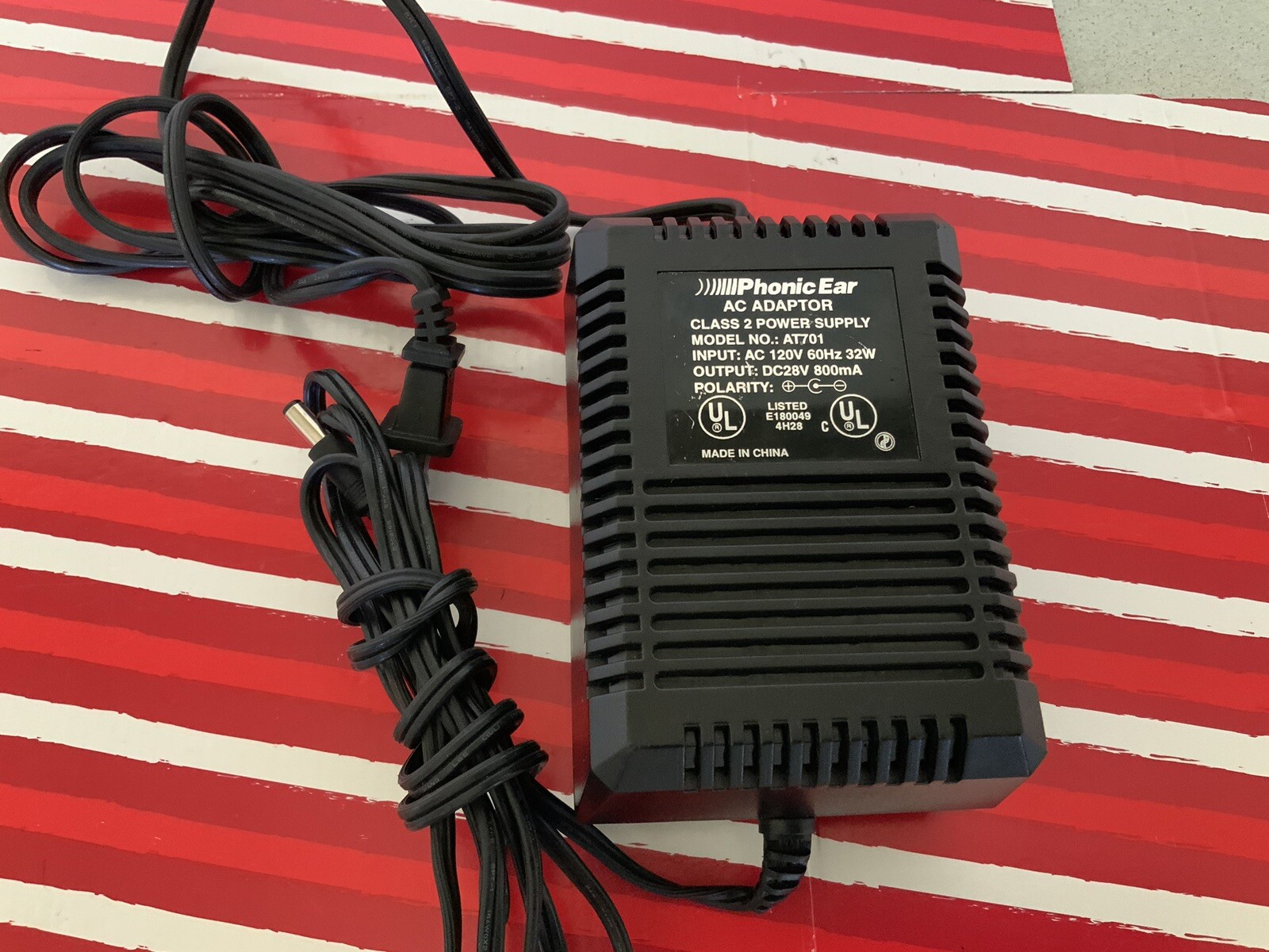 Phonic Ear Ac Adaptor Class 2 Power Supply ModelAT701 Output28VDC