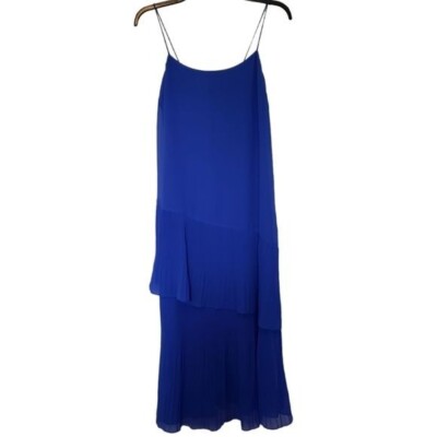 chelsea 28 blue dress Chelsea 28 Blue Ruffled Tiered Midi Dress Size 2
