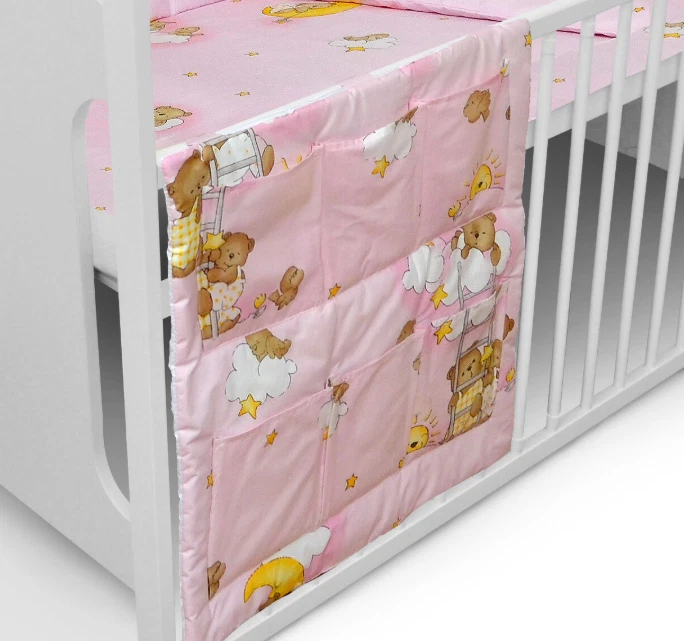 BABYMAM CUNA ORDENADA ORGANIZADOR CAMA GUARDERÍA ALMACENAMIENTO COLGANTE 6 BOLSILLOS Escalera de peluche Rosa