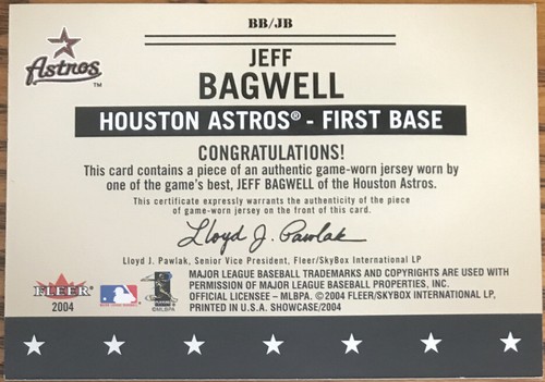 2004 Fleer Showcase Baseball’s Best Memorabilia Jeff Bagwell BB/JB - Picture 2 of 3