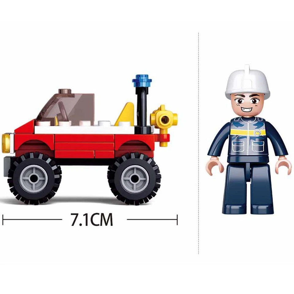 Sluban Kids Fire Jeep Building Blocks 58 Pcs set Building Toy Fire Vehicle - Image 2 of 4