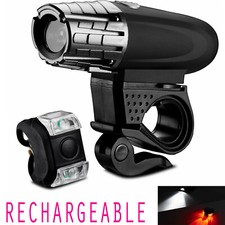 NEW USB Rechargeable Bike LED Headlight Bicycle Front Head Lamp Rear Light Set