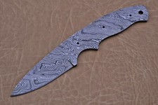 8.25" hand forged Damascus steel blank blade 4" cutting edge, 3 pin & lace holes