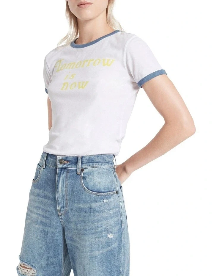 Camiseta Sass & Bide PVP $180 TOMORROW IS NOW Ajuste Limpio Logo Talla L, se ajusta AU 10, 12 Foto 4 de 4