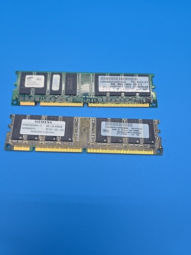 Lot 2x 64MB PC100 168 PIN DIMM SDRAM MEMORY MODULES Total 128mb PC 100 / Non Ecc