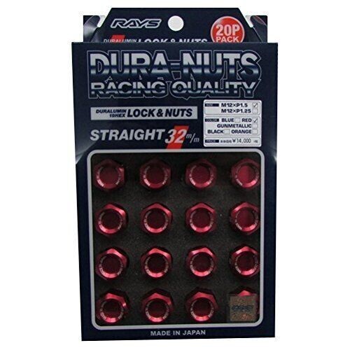 RAYS] Duralumin Lock & Nut Set for L32 5H M12X1.5 Red Anodized