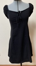 Forever 21 Black  Mini Dress Tie Front Ruched Details Puff Sleeve Small