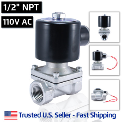1/2'' SS 110V AC Stainless Steel Electric Solenoid Valve Water Gas Air 120 VAC