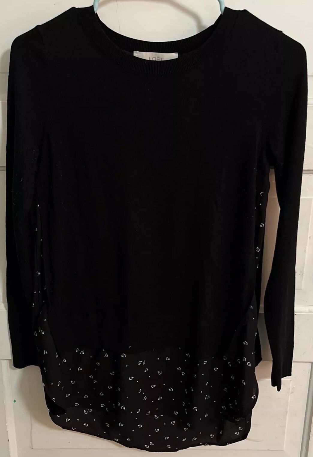 LOFT AnnTaylor Black Sweater Shell Pattern Size S… - image 1