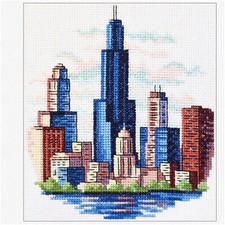 Chi-Town Cityscape StitchCraft Kit: Hand Embroidery Set for Adults - Chicago Ins