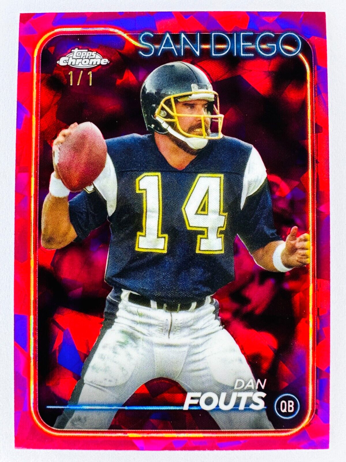 2024 Topps Chrome Football Sapphire DAN FOUTS #172 Padparadscha 1/1 - Chargers