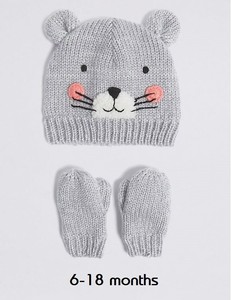 m&s baby hat and mittens