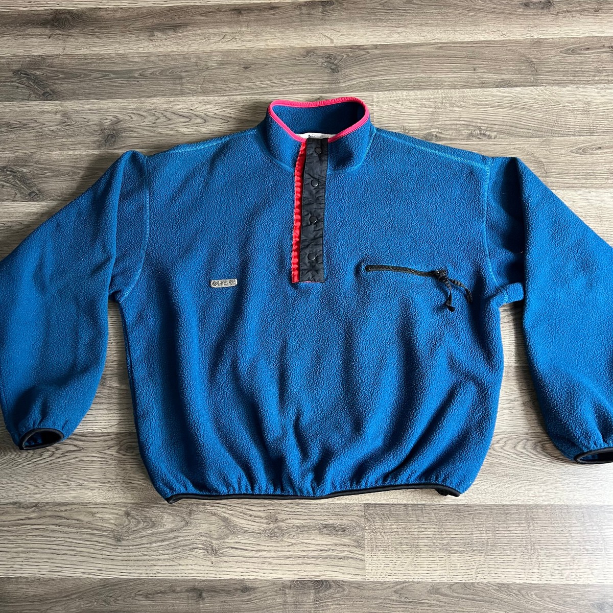 VTG Columbia 1/2 Snap Button Fleece Jacket Men's XL Blue
