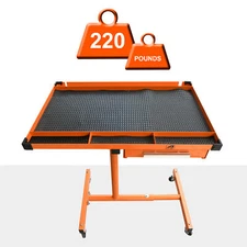 US Stock Heavy Adjustable Work Table with Drawer,220lbs Capacity Rolling Tool