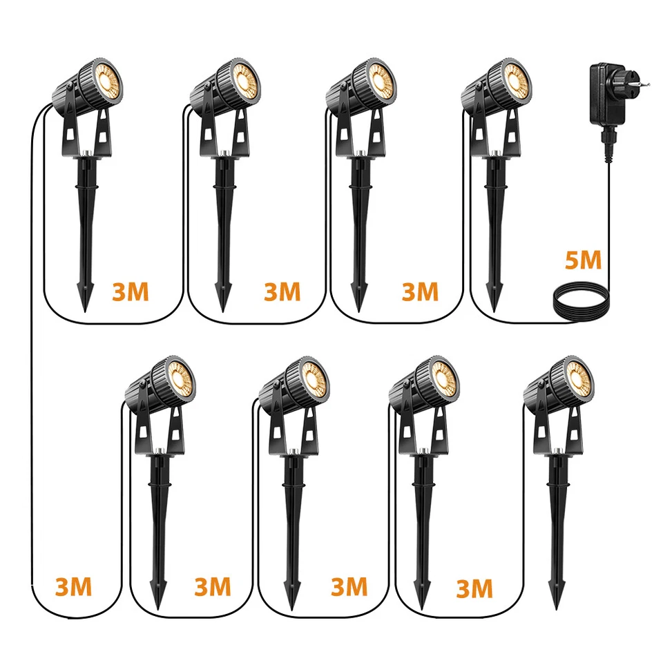 Warmweiß RGBW Gartenleuchte 6/8er LED Gartenstrahler mit Erdspieß  Außen IP65  - Bild 4 von 4