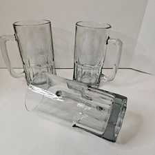 Anchor Hocking Beer Mugs Set of 3 Heavy Clear Glass